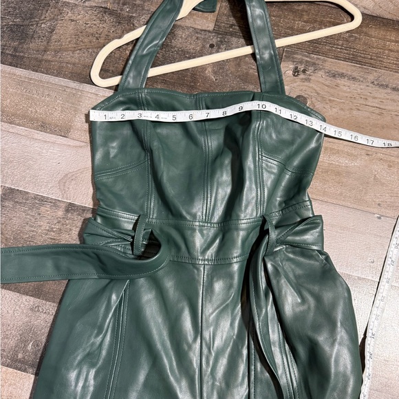 Anthropologie Samira Green Faux Leather Wide Leg Jumpsuit Size 2 - Picture 10 of 13